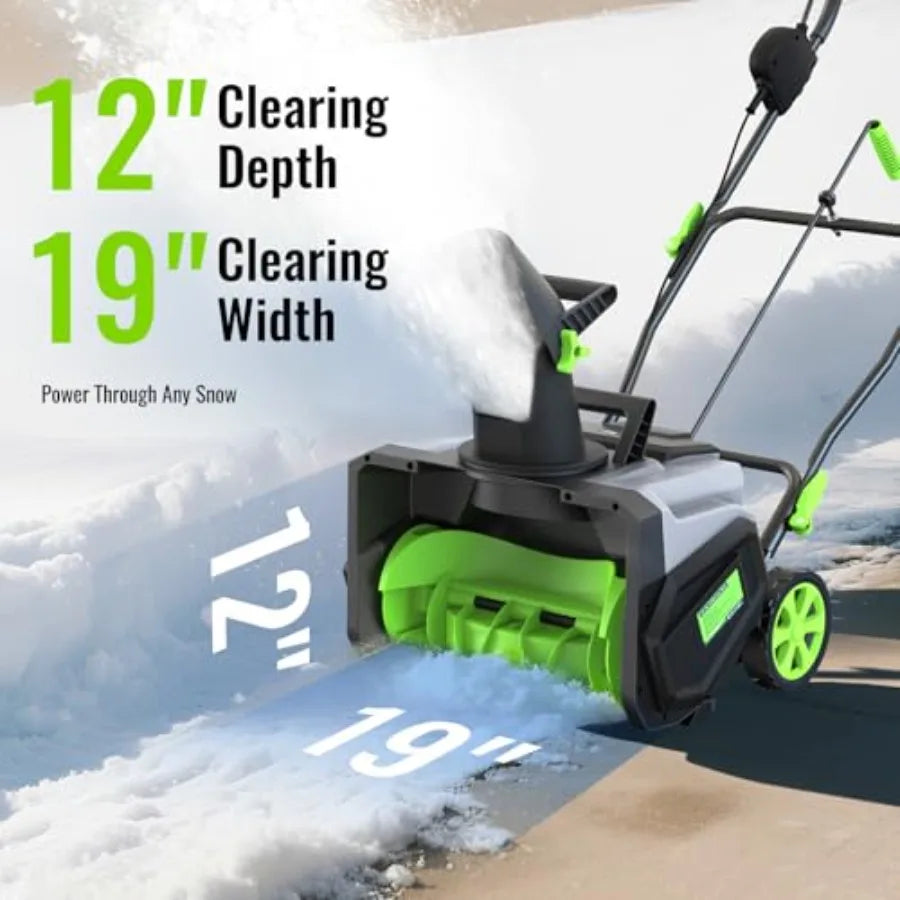 Cordless Snow Blower/ Electric Snow Thrower /19 Inch /40V 4.0Ah Battery Powered Snow Removal /1500W Brushless Motor 25FT Throw Distance