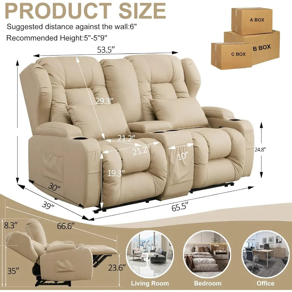 Loveseat recliner with Double Reclining Feature and Console/ Wall-Hugging  for RVs