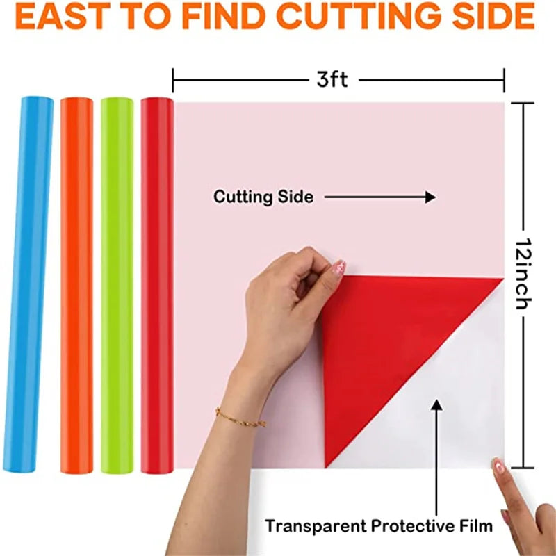 12 in X 3 FT HTV Heat Transfer Vinyl Iron on Vinyl Easy to Use Heat Transfer Vinyl for T Shirts, HTV Vinyl Bundle