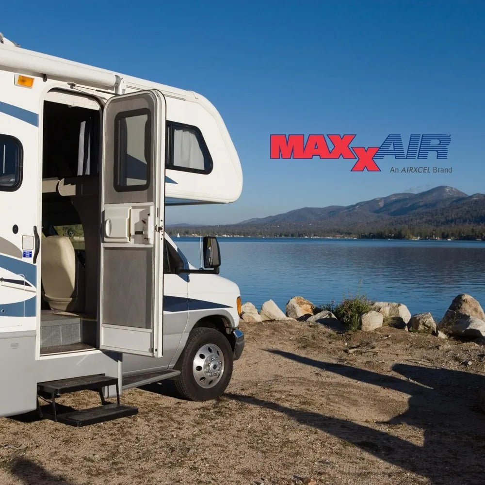 All-In-One RV Ventilation System: Maxx Fan Deluxe with Built-In Rain Protection, 10-Speed Reversible Fan and Thermostat