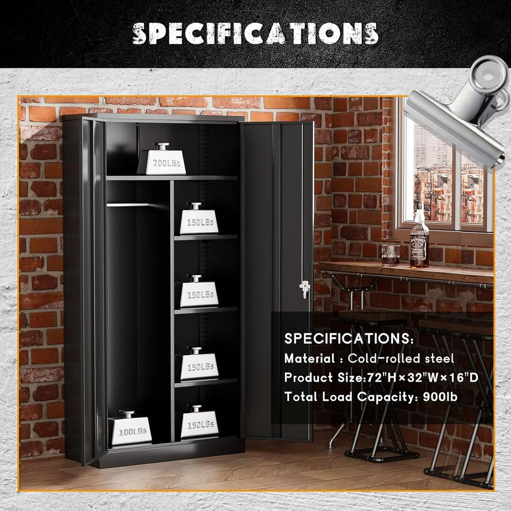 Tall Storage Cabinet with Lock Door,72" Locking Steel Storage Wardrobe Cabinet ,Employees Locker Closet, Clothing/ Coat- Steel