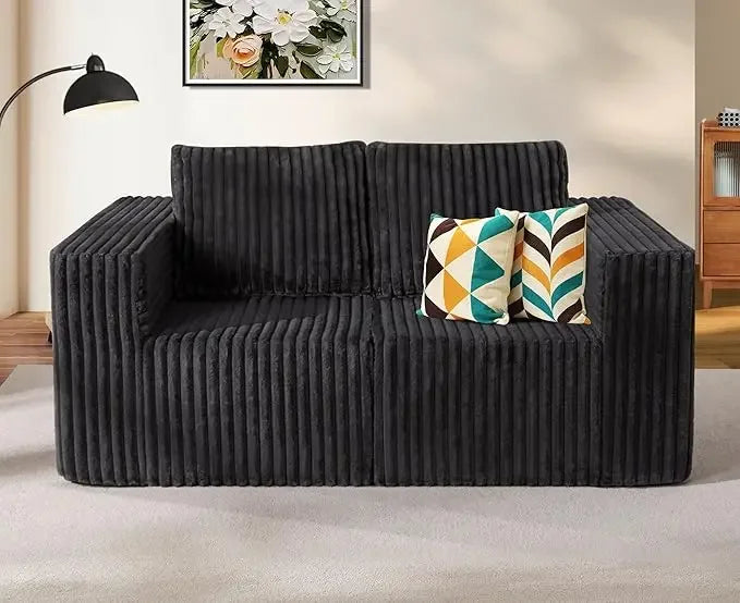 Modular Sectional Sofa 2 Seater Loveseat Modular Couch with Deep Seat Memory Foam Cloud Chair with Pillows Oversized Sectional