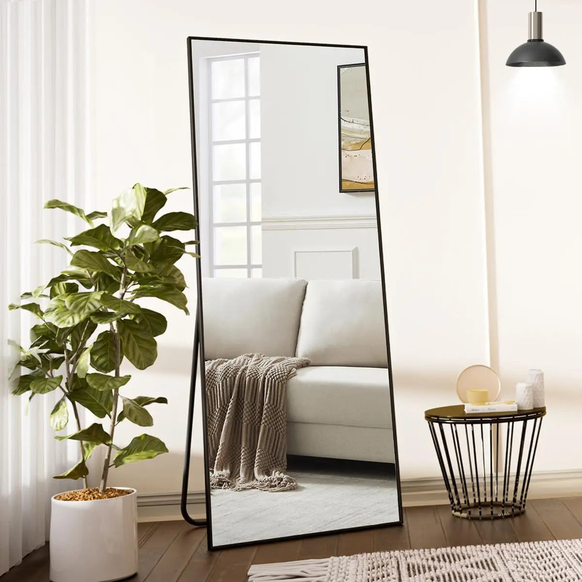 64"x21" Floor Mirror Full Length, Bedroom Floor Body Mirror with Stand, Leaning, Standing or Hanging Horizontally/Vertically