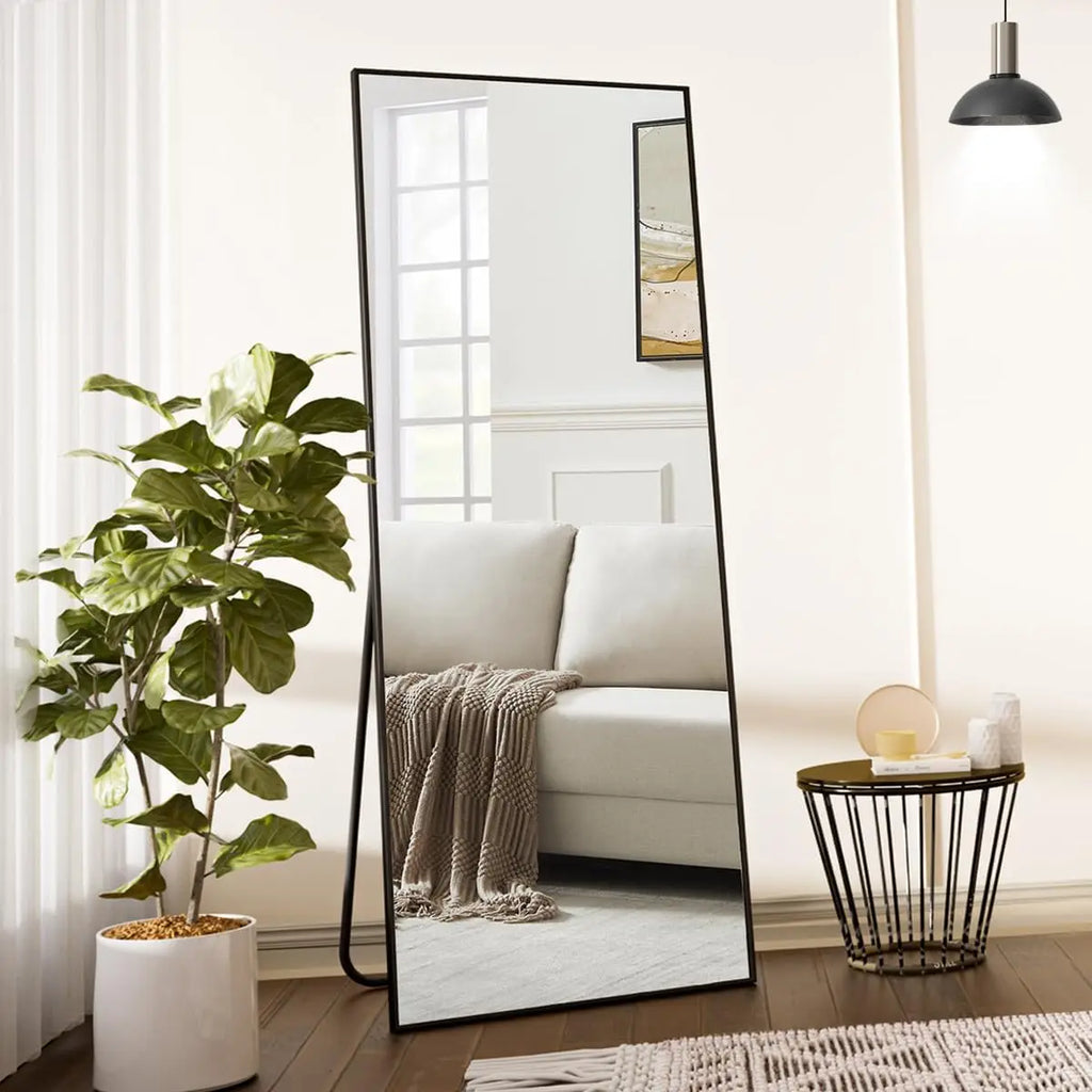 64"x21" Floor Mirror Full Length, Bedroom Floor Body Mirror with Stand, Leaning, Standing or Hanging Horizontally/Vertically