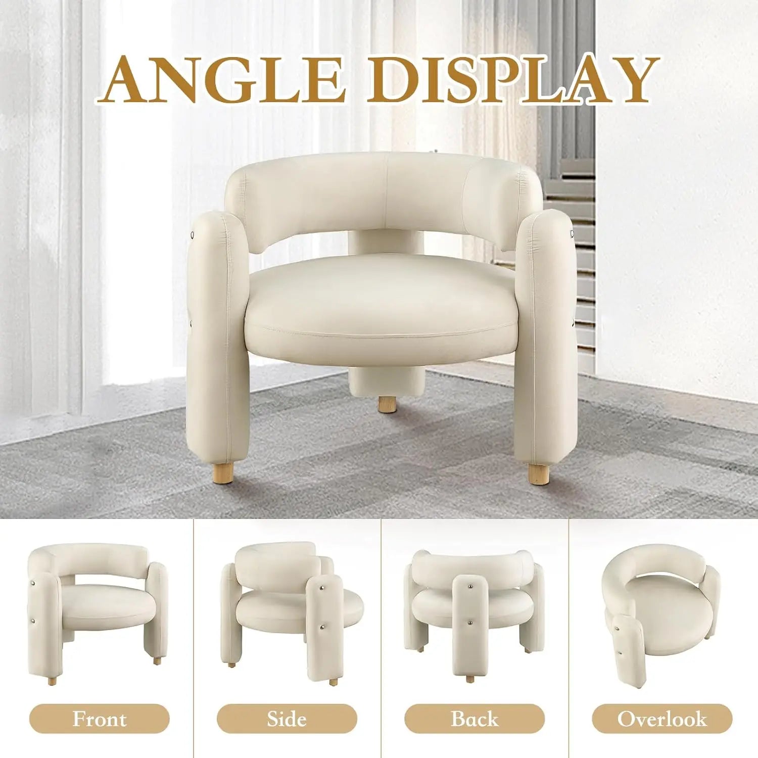 Accent Barrel Chair, Comfy Velvet Upholstered Armchair, Single Sofa Chair
