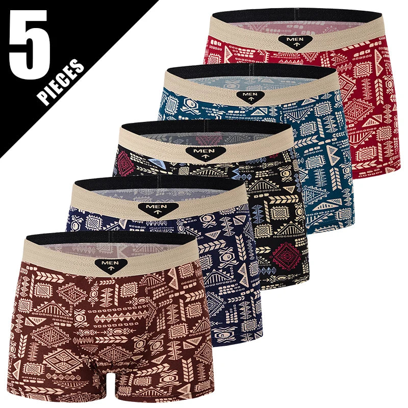 5 /10 Pack Men's Black Gold Printed Boxer Underwear Comfortable And Versatile Plus Size Sexy Young Men's Leisure Sports