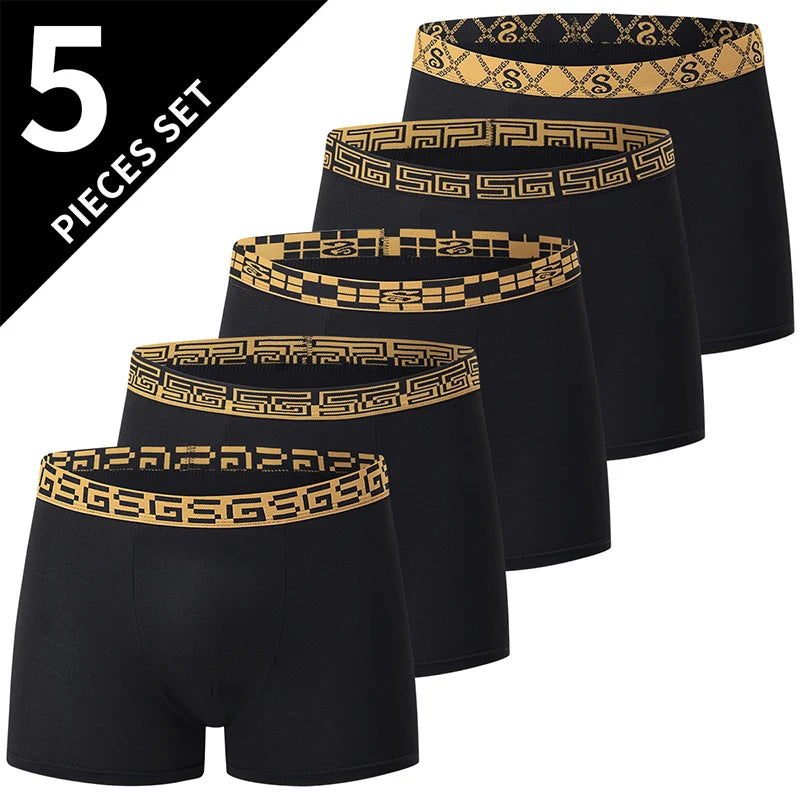5 /10 Pack Men's Black Gold Printed Boxer Underwear Comfortable And Versatile Plus Size Sexy Young Men's Leisure Sports