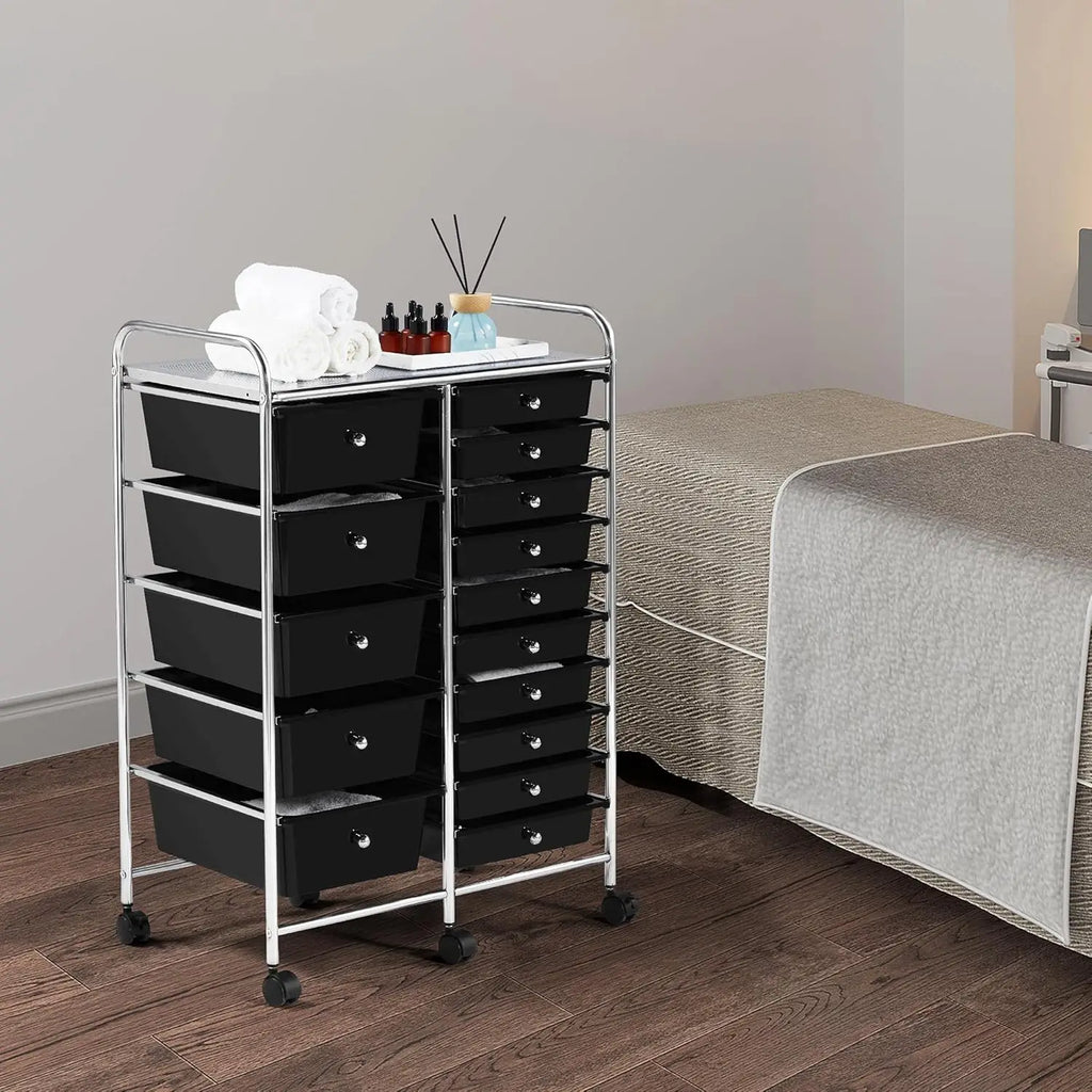15 Drawers Rolling Storage Cart/ Multipurpose Mobile Rolling Utility Storage Organizer Cart/ Tools/ Scrapbook Paper Organizer