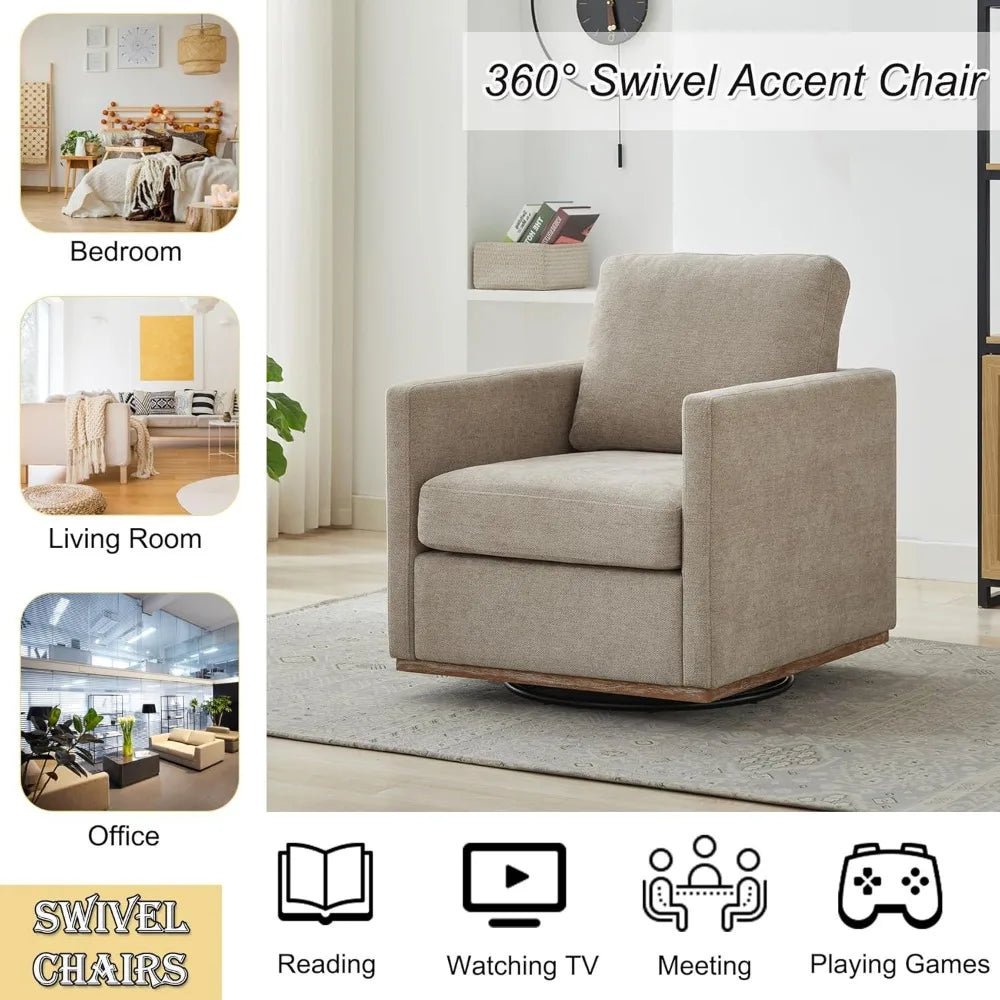 Swivel Accent Chair Set of 2, 360 Degree Square Swivel Barrel Chair for Living Room/Bedroom