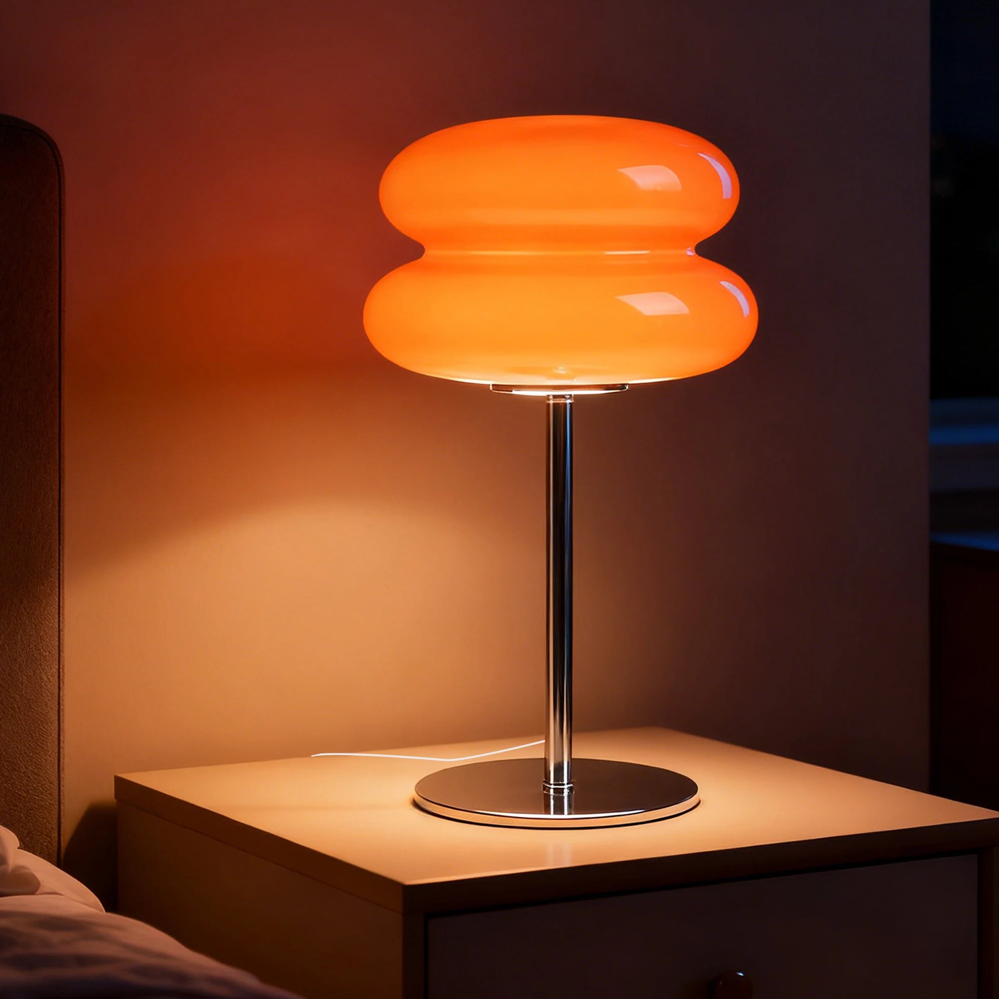 Macaron Glass Table Lamp /Trichromatic Dimming Living Room Atmosphere / Night Light/ Girl Bedroom/ Bedside Decor