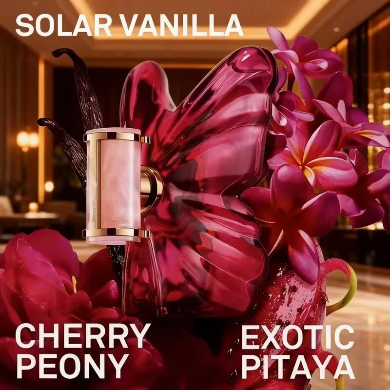LA Bom- 2.7oz Female Perfume, Fresh Flower and Fruit Fragrance, Dragon Fruit Integration, Unique Butterfly Design
