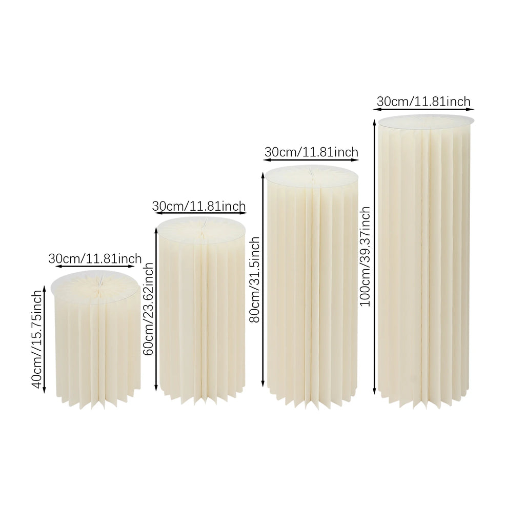 4Pcs Foldable Cardboard Flower Stands/ Wedding Centerpieces/ Display Dessert Table Column for Party/ Garden Decor (40+60+80+100cm)