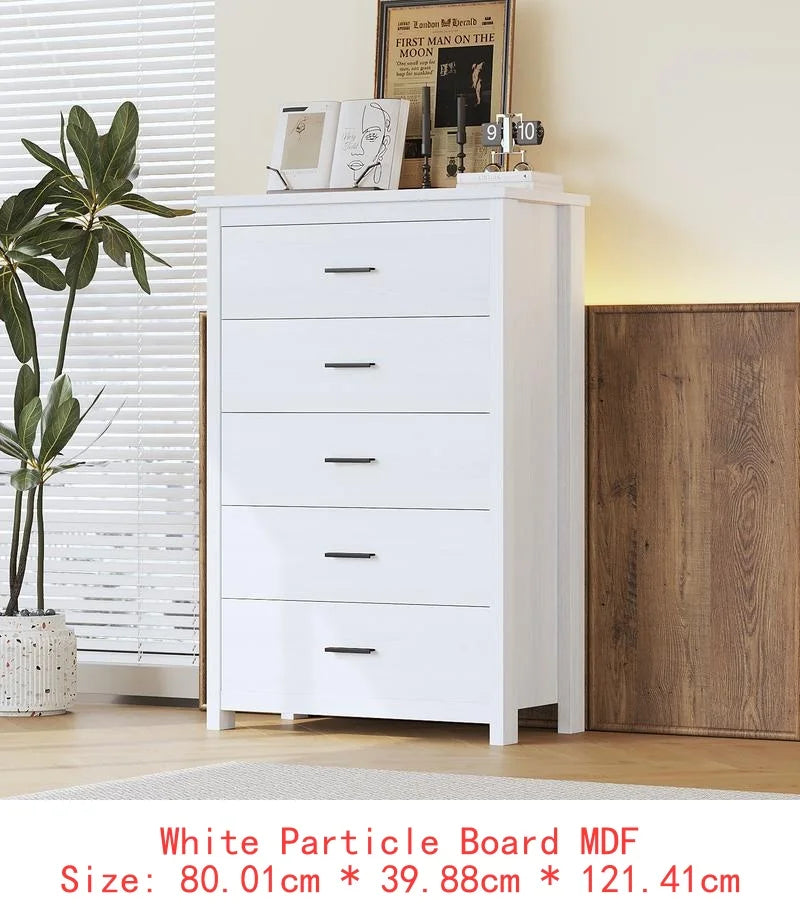Vintage Queen Bedroom Set, 4 Pieces - Wooden Bed Frame, 2 Nightstands & 1 Dresser in White Finish