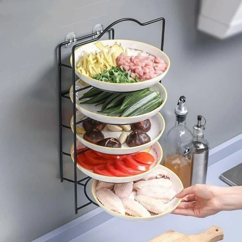 Kitchen Storage Shelf Multilayer Metal Shelves Wall-Mounted Dish Storage Rack Kitchen Table Top Organizer Preparation Dish Rack
