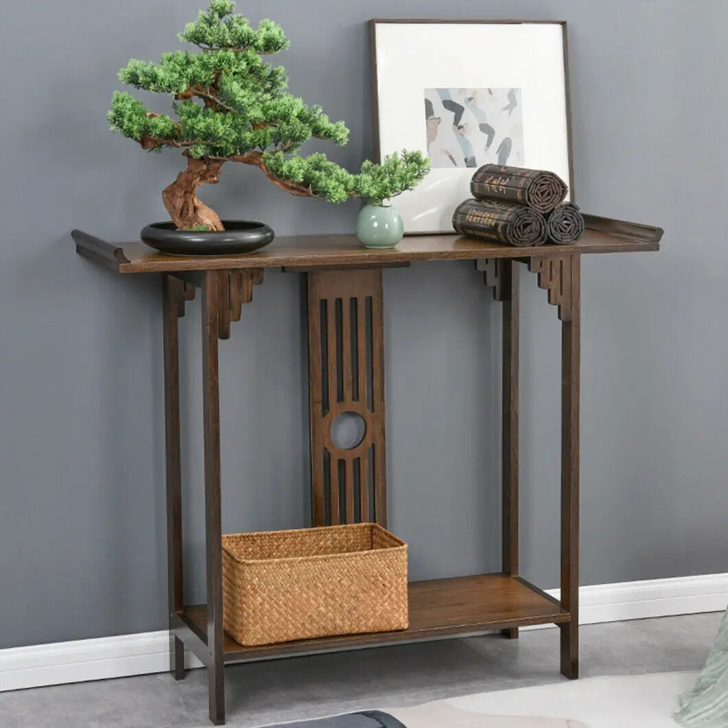 Chinese Style Hall Console Table, Accent Table, Entryway with Drawer, Storage Shelf, Wood Furniture