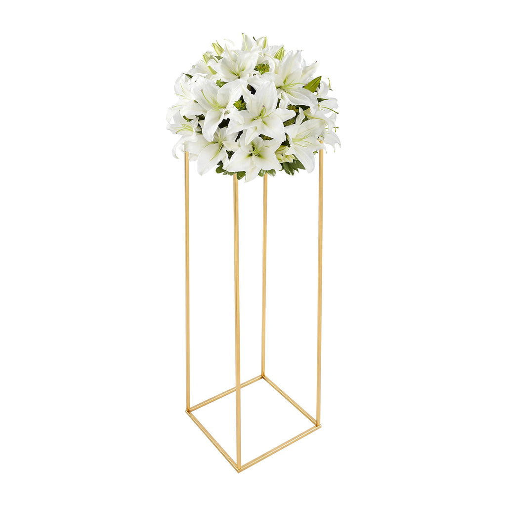 Electroplated Gold Iron Wedding Flower Stand Rectangular Detachable Free Standing Floral Display Rack 5KG Load DIY Decorative Column