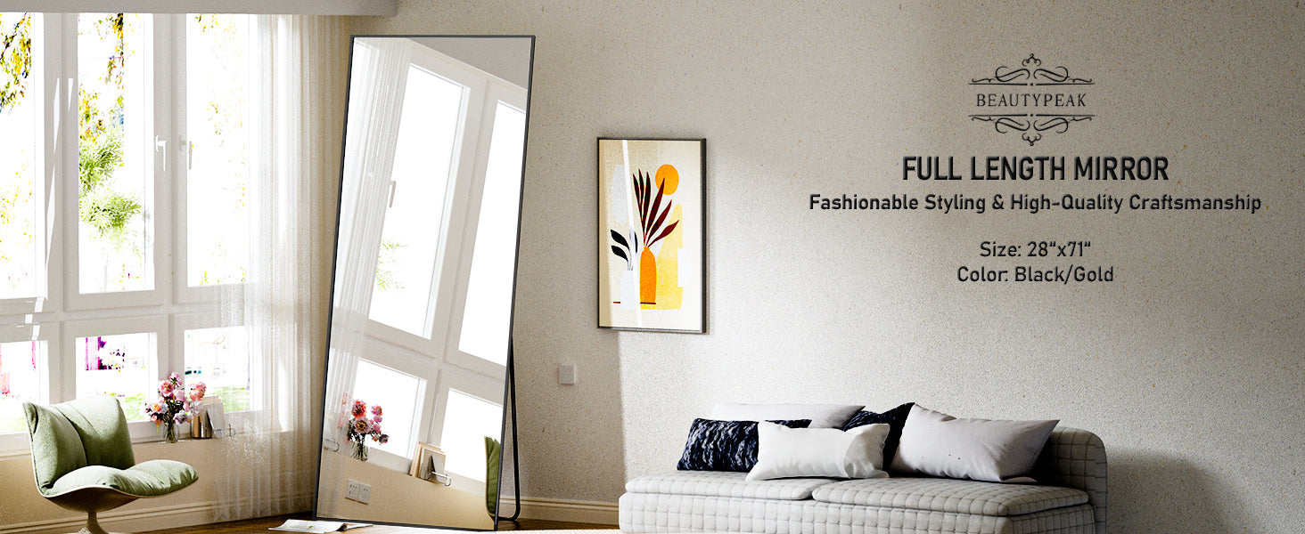 Full Length Mirror, 71"x26" Standing Hanging or Leaning Against Wall Floor Mirrors Body Dressing Wall-Mounted for Living Room,