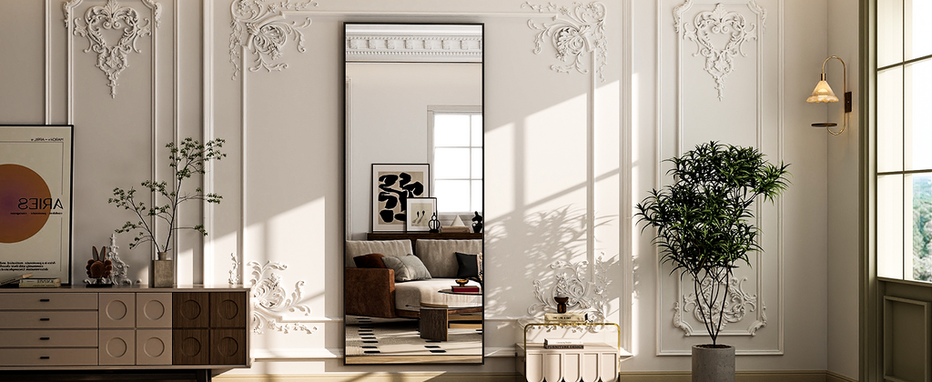 26" x 71" Full Length Mirror - Black Floor Mirror - Rectangular Wall Mounted Mirrors for Bedroom, Living Room, Bathroom,